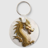 3D Gold Dragon Embleem Sleutelhanger (Voorkant)