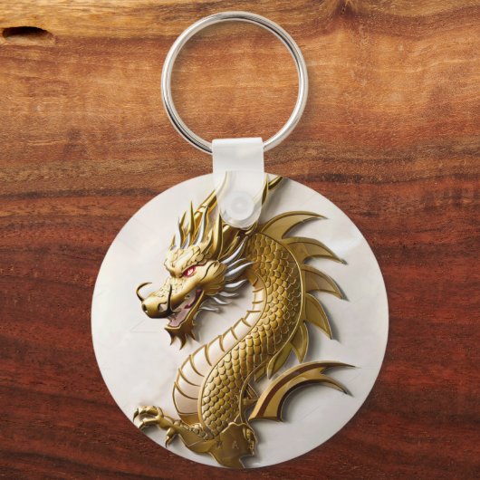 3D Gold Dragon Embleem Sleutelhanger (Achterkant)