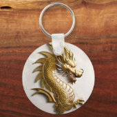 3D Gold Dragon Embleem Sleutelhanger (Voorkant)