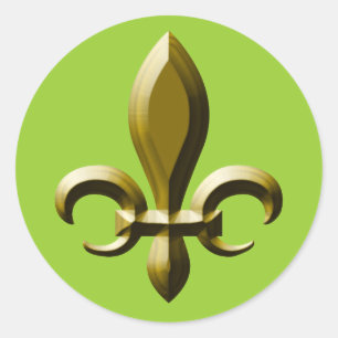 3D Gold Fleur de Lis Ronde Sticker
