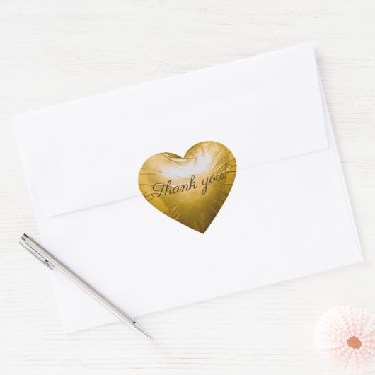3D Gold Heart Wrap Dank u Hart Sticker (Envelop)