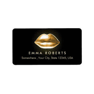 3D Gold Lips - artistieke, moderne schoonheidssalo Etiket
