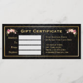 3D Gold Lips Beauty Salon Floral Gift Certificate (Achterkant)
