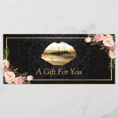 3D Gold Lips Beauty Salon Floral Gift Certificate (Voorkant)