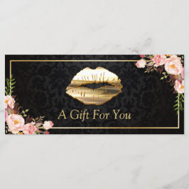 3D Gold Lips Beauty Salon Floral Gift Certificate