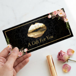 3D Gold Lips Beauty Salon Floral Gift Certificate