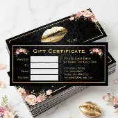 3D Gold Lips Beauty Salon Floral Gift Certificate