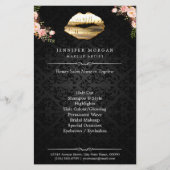 3D Gold Lips Floral Makeup Artist Beauty Salon Flyer (Voorkant)