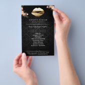 3D Gold Lips Floral Makeup Artist Beauty Salon Flyer (Hand)
