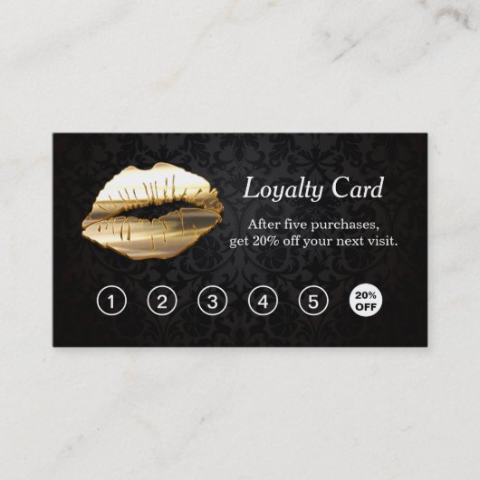 3D Gold Lips Make-up Salon Loyalty Punch Kaart (Voorkant)