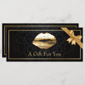 3D Gold Lips Makeup Artist Floral Gift Certificate (Voorkant / Achterkant)