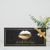 3D Gold Lips Makeup Artist Floral Gift Certificate (Staand voorkant)