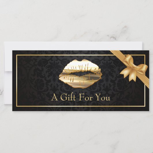 3D Gold Lips Makeup Artist Floral Gift Certificate (Voorkant)