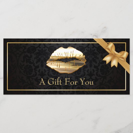 3D Gold Lips Makeup Artist Floral Gift Certificate (Voorkant)