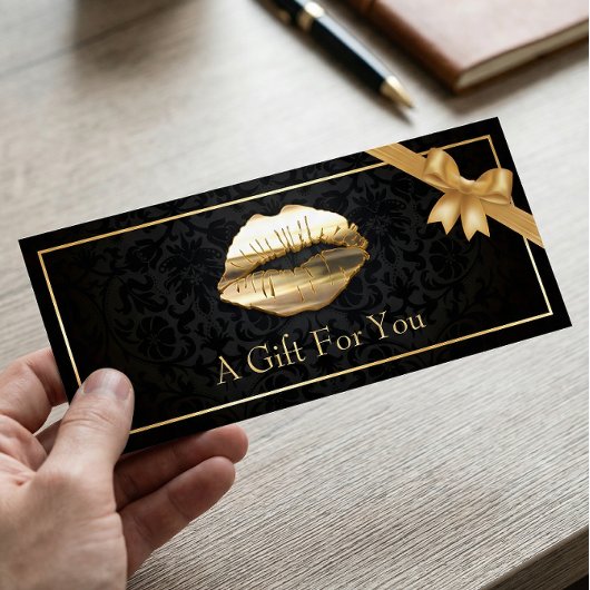 3D Gold Lips Makeup Artist Floral Gift Certificate
