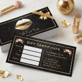 3D Gold Lips Makeup Artist Floral Gift Certificate