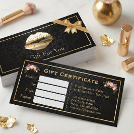 3D Gold Lips Makeup Artist Floral Gift Certificate