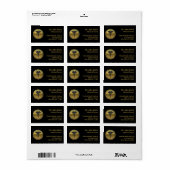 3D Gold Medical Caduceus Emblem Professional Etiket (Full Sheet)