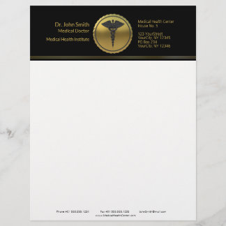 3D Gold Medical Professional Caduceus Emblem Briefhoofd