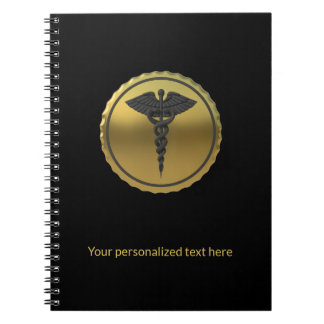 3D Gold Professional Medical Caduceus Emblem Notitieboek
