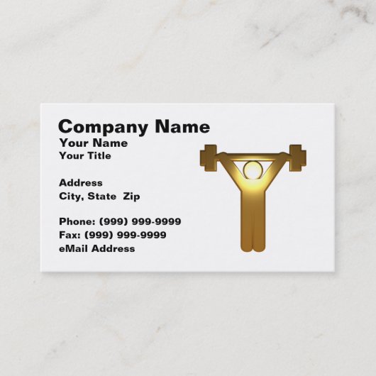 3D Gold Weightlifter Visitekaartje (Voorkant)