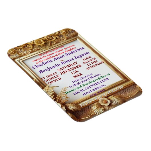 3D Golden Floral Botanical Lijst Magneet (Rechterzijde)