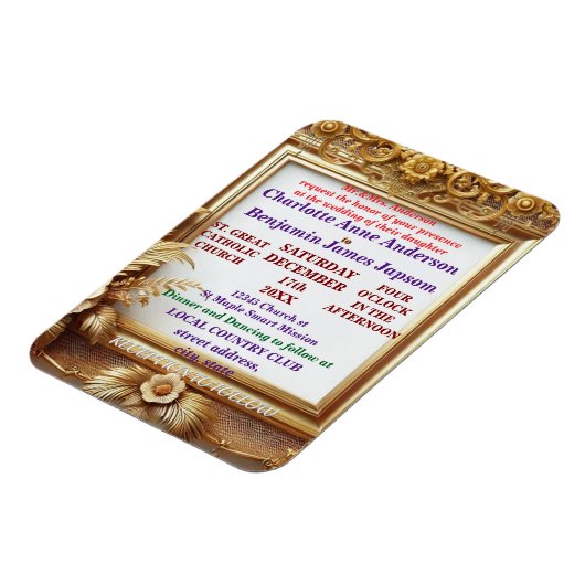 3D Golden Floral Botanical Lijst Magneet (Linkerzijde)