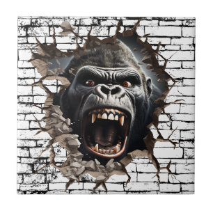 3D Gorilla Wandbreek Kunst – Realistisch Safari Tegeltje