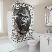 3D Gorilla Wandbreek Kunst – Realistische Safari Douchegordijn (In situ)