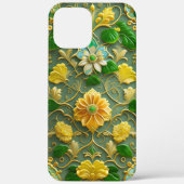 3D Goud en Groene Bloemen Case-Mate iPhone Case (Achterkant)