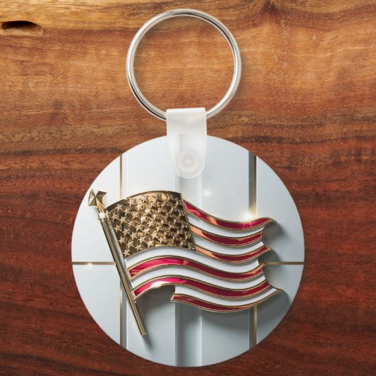 3D gouden embleem Amerikaanse vlag Sleutelhanger (Voorkant)