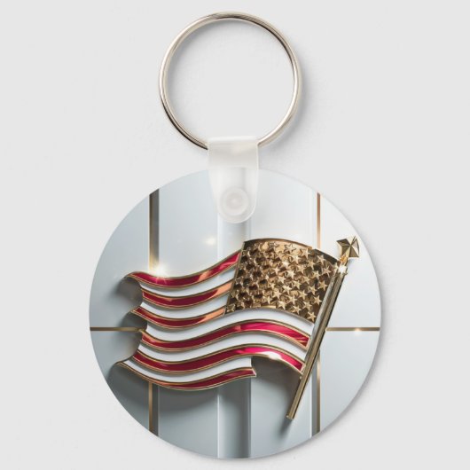 3D gouden embleem Amerikaanse vlag Sleutelhanger (Achterkant)
