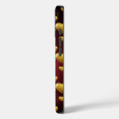 3D Gouden Hartjes Dieprode Luxe iPhone 16 Hoesje (Achterkant / Links)
