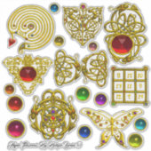 3D GOUDEN KELTISCHE KNOPEN, HART, DRAKEN, KLEURRIJ STICKER (Voorkant)