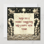 3d Gouden Kerst Zon Gouden Kerstfeest Kaart (Achterkant)