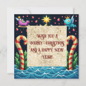 3d Gouden Kerstboom | Gouden Kerstfeest Kaart (Achterkant)