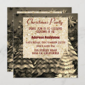 3d Gouden Kerstboom | Gouden Kerstfeest Kaart (Voorkant / Achterkant)