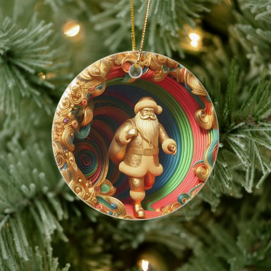 3d Gouden Kerstman Keramisch Ornament (Boom)