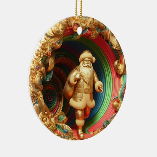 3d Gouden Kerstman Keramisch Ornament (Rechts)