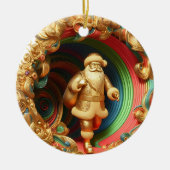 3d Gouden Kerstman Keramisch Ornament (Voorkant)