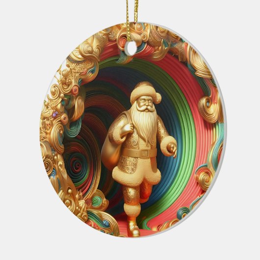 3d Gouden Kerstman Keramisch Ornament (Links)