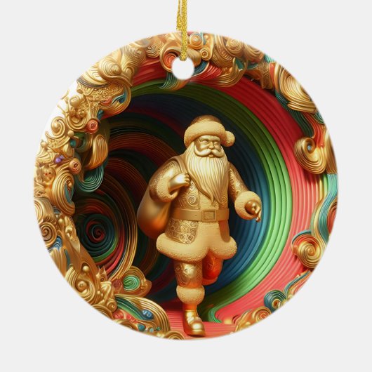3d Gouden Kerstman Keramisch Ornament (Achterkant)