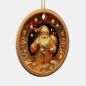 3d gouden Kerstman Keramisch Ornament (Rechts)