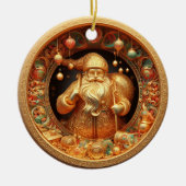 3d gouden Kerstman Keramisch Ornament (Voorkant)