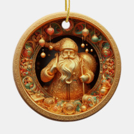 3d gouden Kerstman Keramisch Ornament