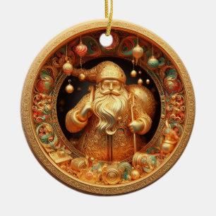 3d gouden Kerstman Keramisch Ornament