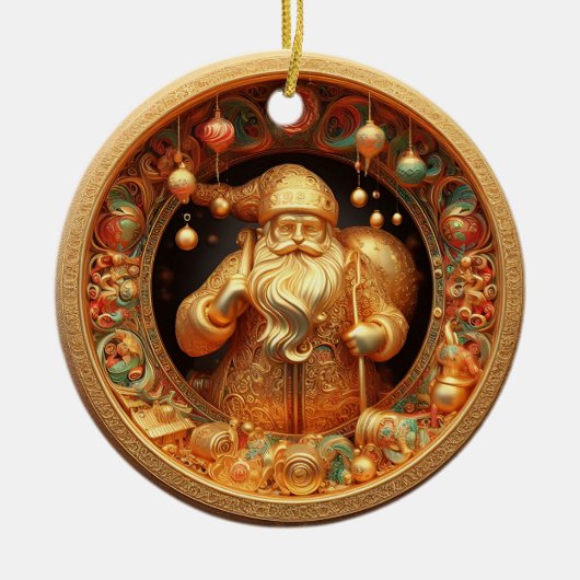3d gouden Kerstman Keramisch Ornament (Voorkant)