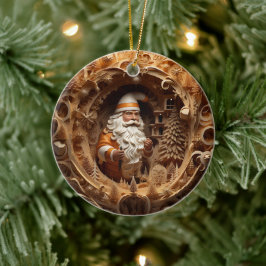 3d Gouden Kerstman Keramisch Ornament
