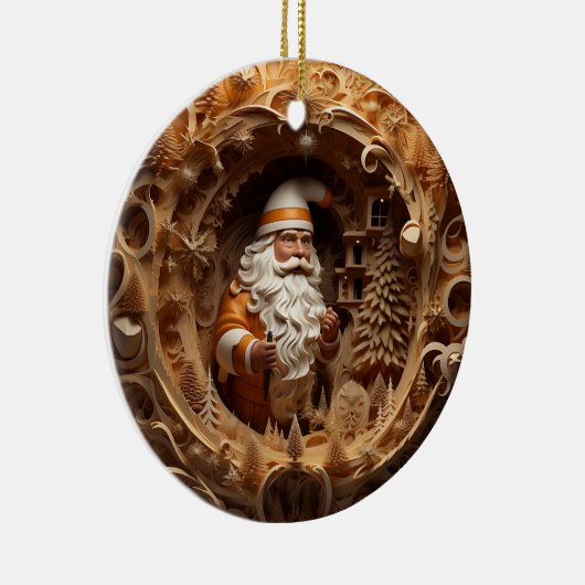 3d Gouden Kerstman Keramisch Ornament (Rechts)