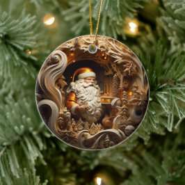 3d Gouden Kerstman Keramisch Ornament